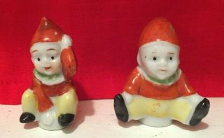 Vintage Japan Elf Salt & Pepper Shaker Set Boy Girl Gnome Pixie 1930 