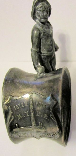 1909 Alaska - Yukon - Pacific Expo Seattle,  Wa Figural Miner Souvenir Napkin Ring