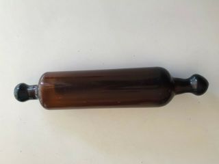 Dark Amber Antique Vintage Blown Glass Rolling Pin