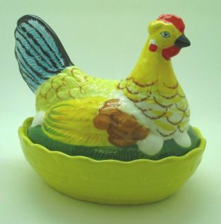 Hen On Nest Bowl Basket Vintage/mid Century Schramberg Pottery (?) 4774