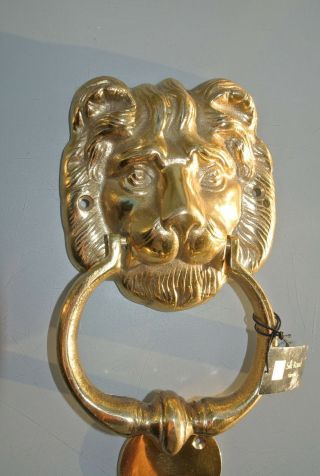 LION head heavy POLISHED Door Knocker SOLID BRASS vintage old style house 7 