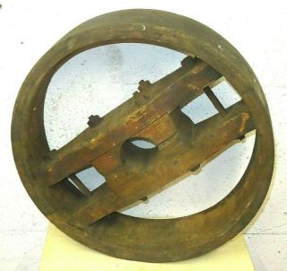 Antique Wooden Mill Wheel Flat Belt Drive Pulley Lineshaft Stationary Engine