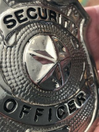 Vintage Silver Tone Security Officer Badge With Raised Star 2