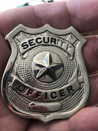 Vintage Silver Tone Security Officer Badge With Raised Star 3