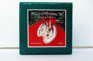 A Cup Of Christmas Tea Mini Cup And Saucer Hanging Ornament 1995 Waldman House