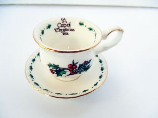 A Cup of Christmas Tea Mini Cup and Saucer Hanging Ornament 1995 Waldman House 2