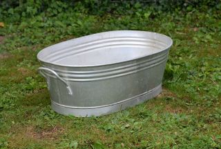 Vintage old metal aluminium bath washing tub bowl 66.  5 cm dog wash POSTAGE 2
