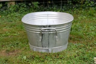 Vintage old metal aluminium bath washing tub bowl 66.  5 cm dog wash POSTAGE 3