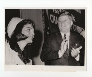 Jacqueline Kennedy And John F.  Kennedy - Vintage Wire Service Photo