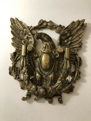 Antique Heavy Solid Brass Door Knocker American Eagle & Shield 9 " Federal Style