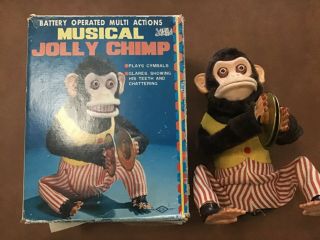 Vintage Musical Jolly Chimp Battery Operated Monkey Cymbals Japan