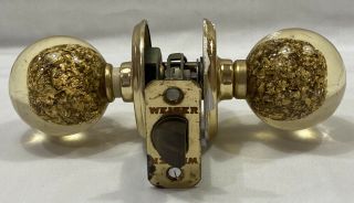 Vintage Ruth Richmond Weiser Lucite Acrylic Golden Flake Ball Door Knob Set