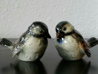 2 Goebel West Germany Porcelain Sparrow Chickadee Bird Figurines Cv74