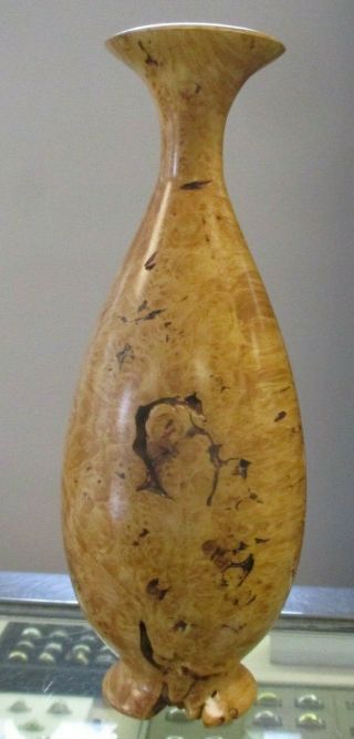Vtg Mid Century Modern? Handcrafted Burled Wood Bud Vase 9 - 3/8 " Signed C.  Dane?
