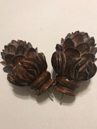 Large Wood Carved Pinecone Finials Newel Post Architectural Tops 7”