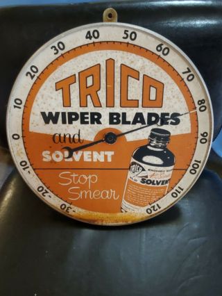 Vintage Trico Wiper Blades & Solvent Advertising Thermometer Sign Gas Station