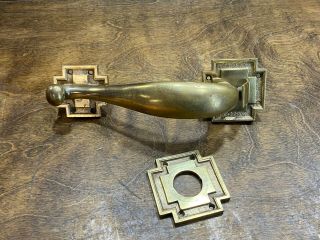 Vintage Large Brass Door Pull Handle W Lock Plate Architectural Salvage