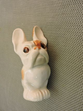 Vintage Ceramic Pug Dog In Fawn Miniature Dog Figurine 6 "