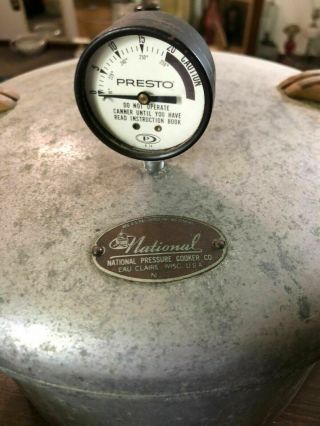 Vintage National No 7 Pressure Cooker Canner 16 Quart Aluminum With Inside Rack