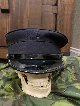 Vintage Fire Department Bell Crown Visor Cap Hat “fire Chief”,  7 3/8 1940s - 50s