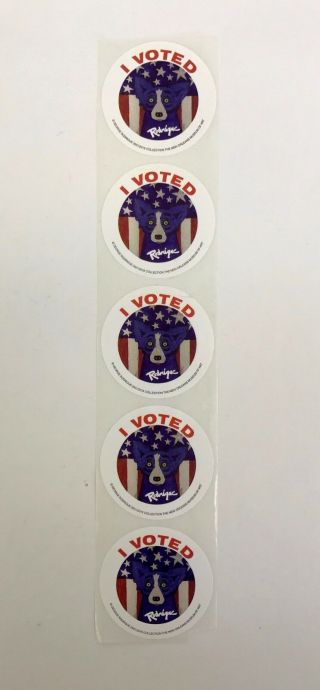 Blue Dog I Voted Sticker George Rodrigue Louisiana 2016 Presidential Sheet Of 5