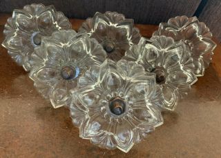 (6) Large Clear Sandwich Glass Floral Curtain Tie Backs