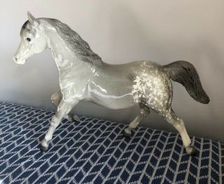 Glossy Dapple Grey Running Mare and Foal Vintage Breyer Horses 123 and 133 3