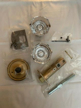 Octagon Glass Door Knob Set Antique Brass Finish By Copper Mountain