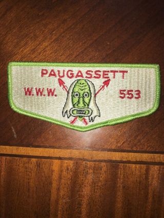 Oa Boy Scout Paugassett Lodge 553 S - 1 Flap Patch Cloth Back Bsa