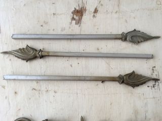 SET OF 3 Vintage Art Deco ACANTHUS Swing Arm Curtain Rods W/ BRACKETS & Rings 3