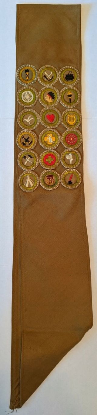 1920 - 1933 Type A Square Merit Badge Sash Qt18 Boy Scouts Of America Bsa