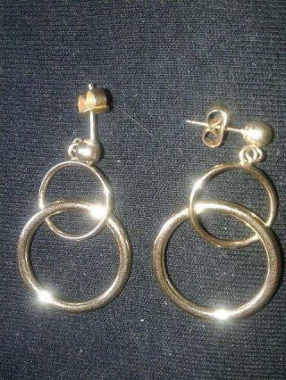Vintage Ladies Large Double Hoop 14kt Yellow Gold Earrings