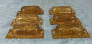 Antique Victorian Era Brass Bin Pulls - Set Of 6