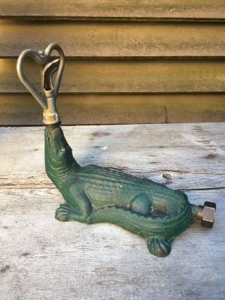 Cast Iron Figural Alligator Crocodile Lawn Sprinkler Unique Vintage/antique