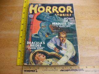 Horror Stories Feb 1941 Vintage Pulp Dracula 