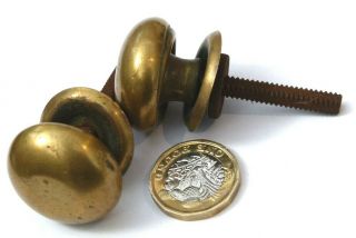 Rare Set Of 6 X Antique Brass Knob Cupboard Handles Victorian Georgian 19thc