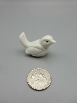 Porcelain Mini Miniature Fat Little White Baby Bird Figurine Japan