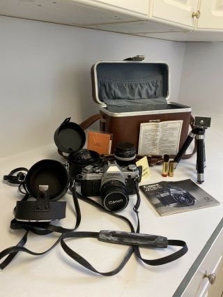 Canon Ae - 1 35mm Vintage Camera,  Multiple Lenses,  Case,  Tripod