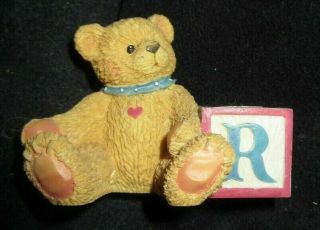 Enesco Cherished Teddies Bears Alphabet Letter " R " Block