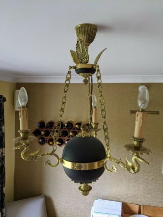 French Empire Revival Chandelier With Swan Arms