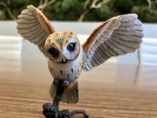 Vintage Boehm Bisque Porcelain Screech Owl Bronze Branch Hand Painted Figurine