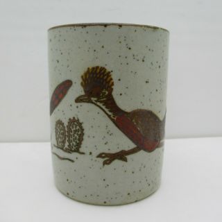 Vintage Otagiri Stoneware Pottery Southwestern Roadrunner Cactus Coffee Mug Cup