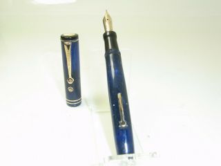 Vintage Wahl Eversharp Gold Seal Fountain Pen Blue Marbled Flexy 14ct F Nib
