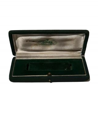 Vintage Rolex Watch Box Green Fabric Box With Hinge And Push Catch To Open