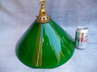 Vintage Large Green Glass Light Fitting/shade,  Gallery In French Style With Hook