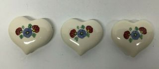 Homco Hand - Painted Porcelain Ceramic Heart Floral Design Wall Decor - Set Of 3