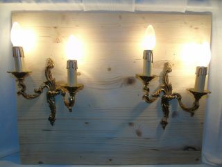 French A Vintage Patina Gold Bronze Wall Light Sconces