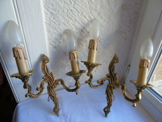 French a vintage patina gold bronze wall light sconces 2