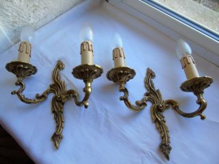 French a vintage patina gold bronze wall light sconces 3