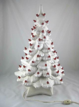Vintage Holland Mold White Ceramic Christmas Tree 19 " Tall